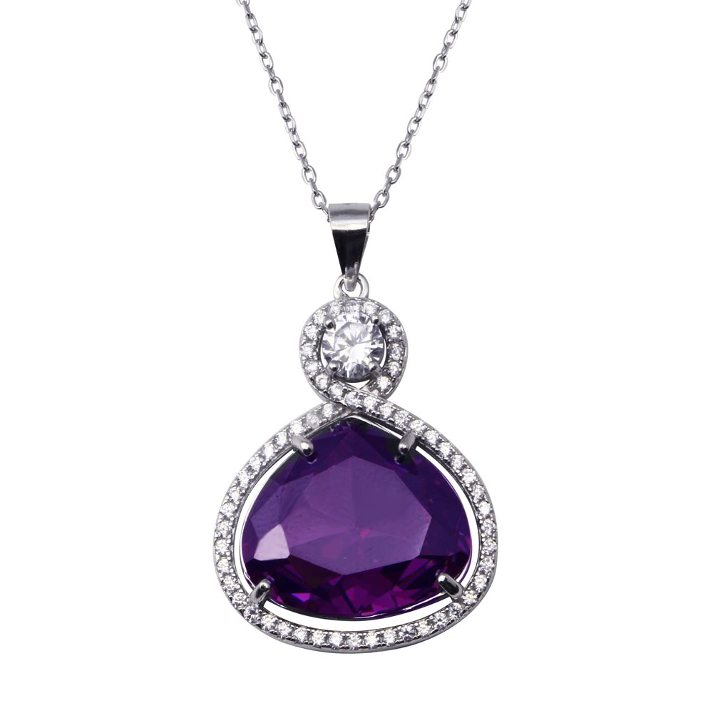 Lhn014479 Sterling Silver Necklace Amethyst cz