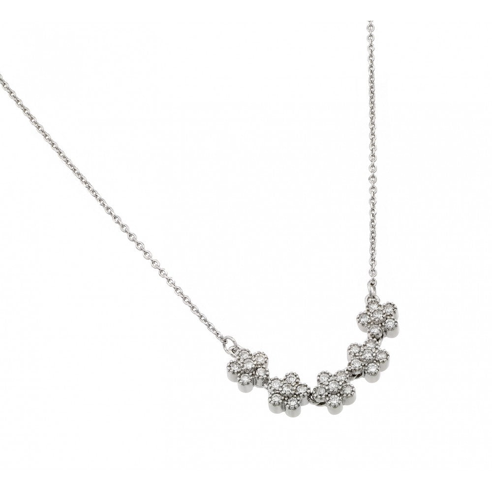 Lhn1468 Sterling Silver Multi Flower Necklace