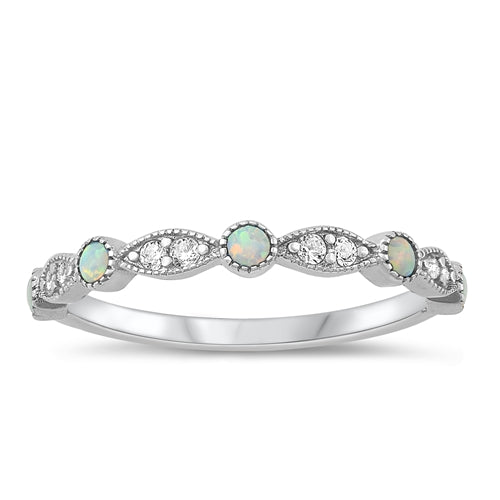 Lhr1509879 Sterling Silver Ring Lab Opal Band