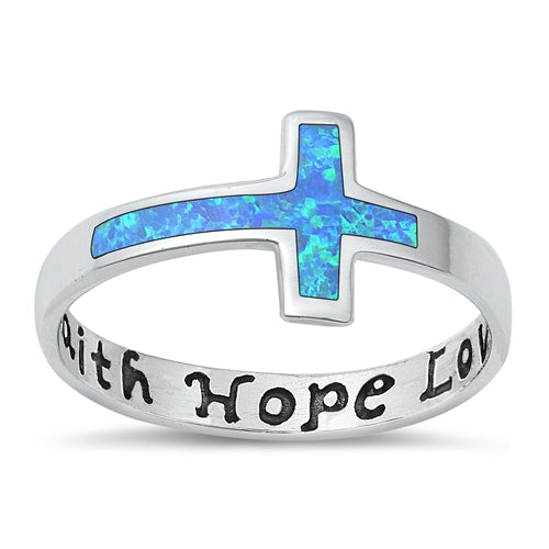 Lhr1511359 Sterling Silver Ring Synthetic Blue Opal