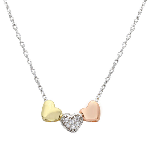 Lhp01530 Sterling Silver Three Heart sliders necklace