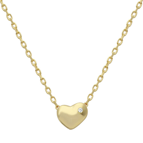 Lhn01542 Sterling Silver Gold plated Delicate Heart and stone necklace