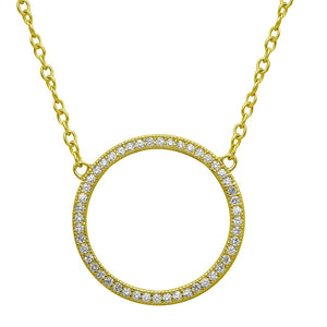 Lhn15479 Sterling Silver Gold Plated Circle Necklace