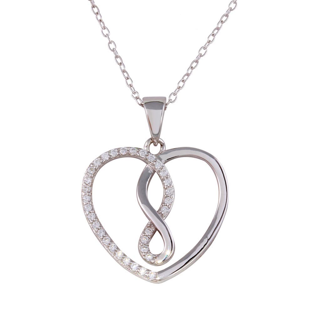 Lhp01554 Sterling Silver Necklace Infinity Heart with Cz