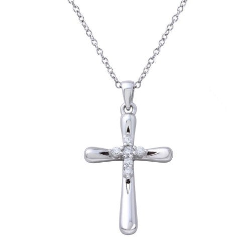 Lhp01616 Sterling Silver small cross with cz stones