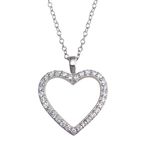 Lhp01668 Sterling Silver Open Heart Cz necklace