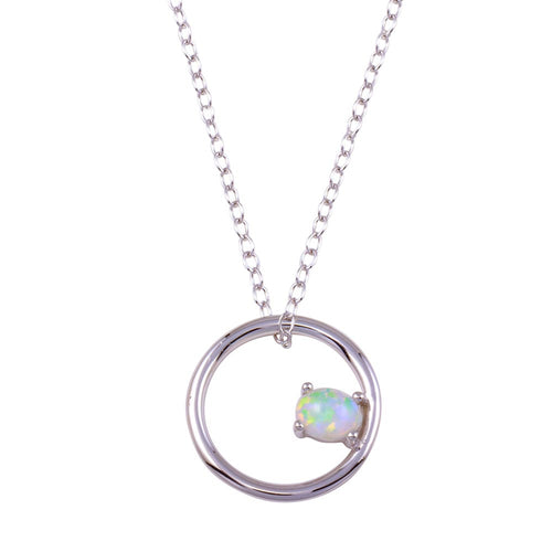 Lhp01713 Sterling Silver Circle with Synthetic Opal