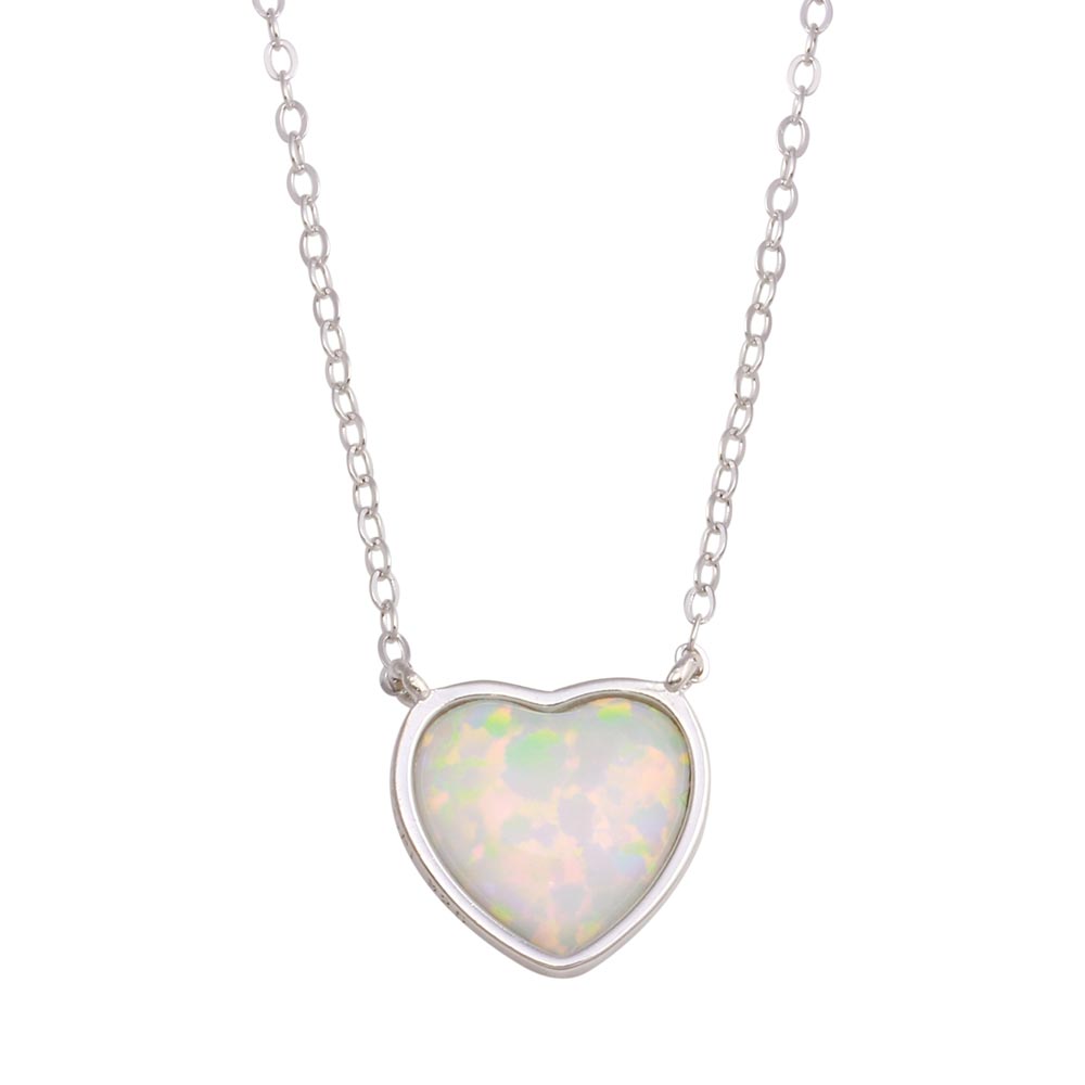 Lhn01739 Sterling Silver Heart Synthetic Opal