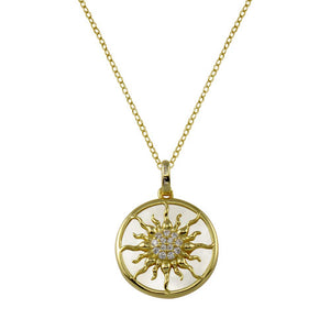 Lhn01776 Sterling Silver Gold Sun Necklace