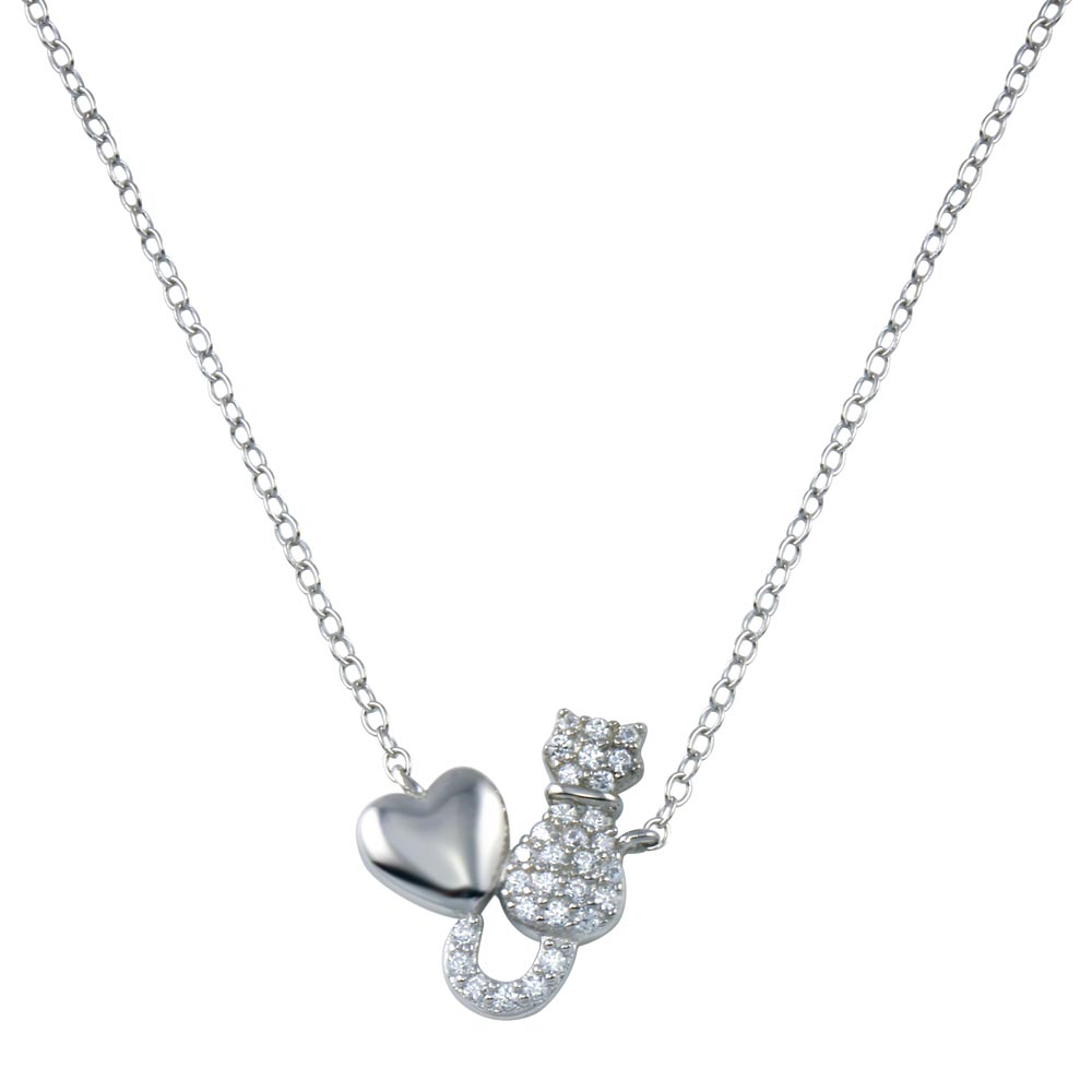 Lhp01780 Sterling Silver Heart  and Full Cat