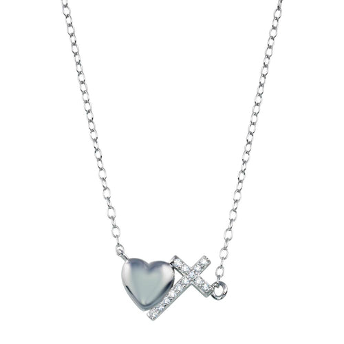 Lhp01784 Heart with Cross Necklace