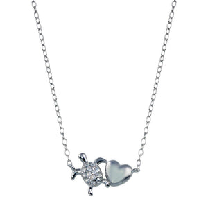 Lhp01785 Sterling silver Turtle and Heart Necklace