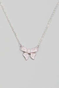 Lhn180839 Fashion Bow Necklace With Rhinestones Gold & Silver