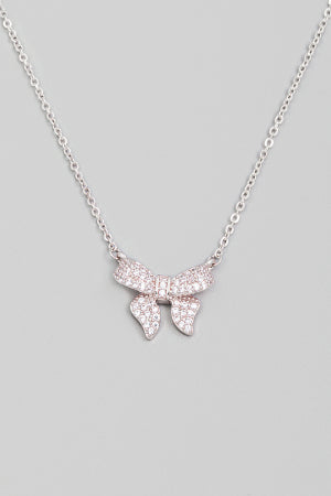 Lhn180839 Fashion Bow Necklace With Rhinestones Gold & Silver