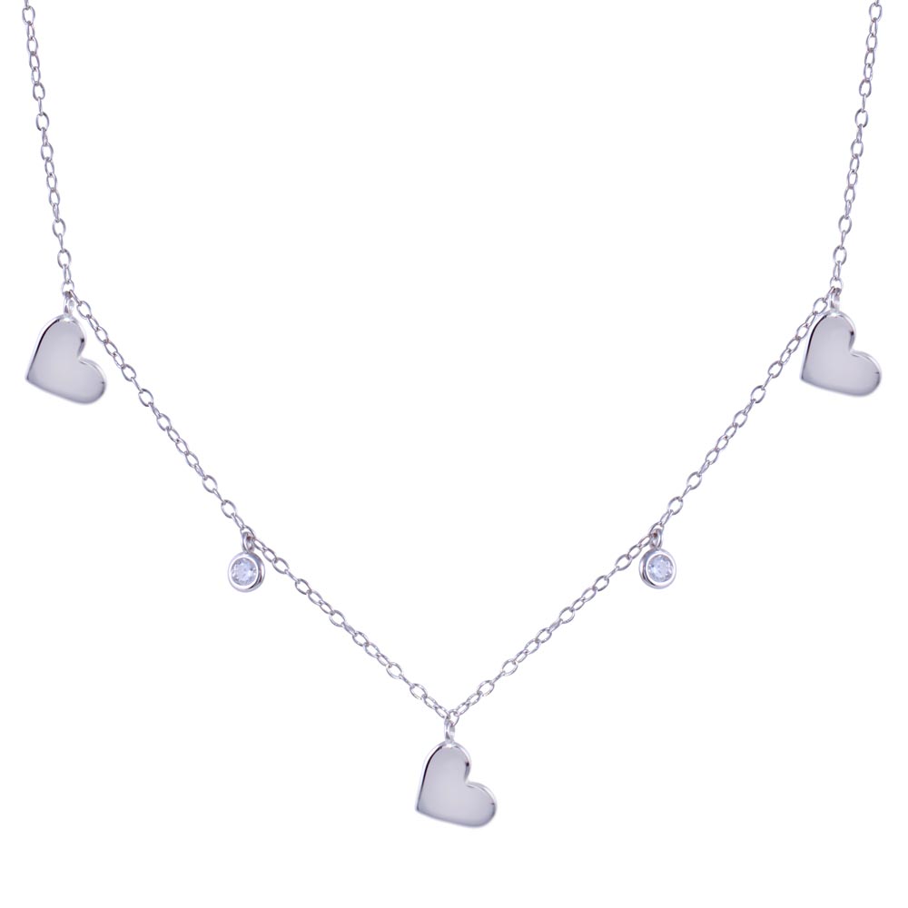 Lhn01814 Sterling Silver Heart Dangle Necklace