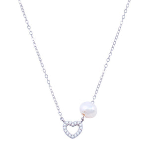 Lhn01816 Sterling Silver Heart & Pearl