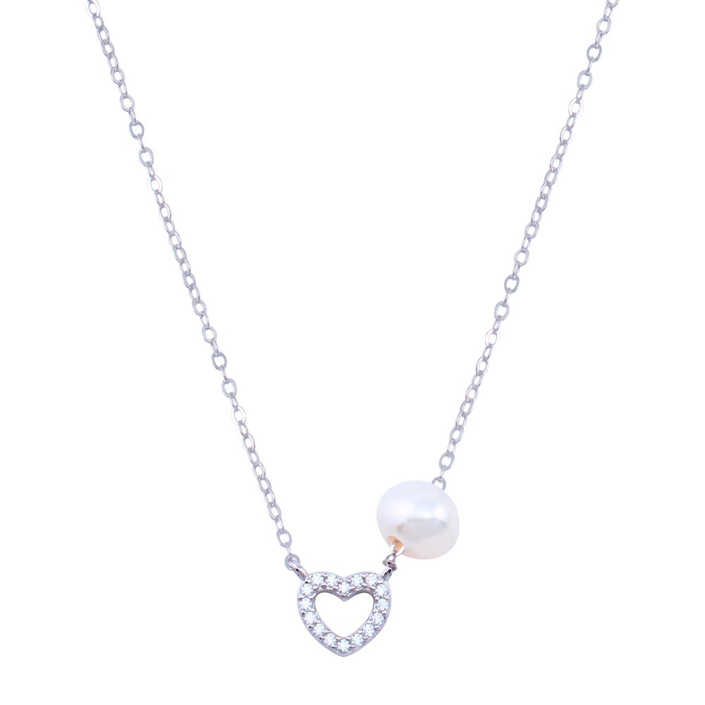 Lhn01816 Sterling Silver Heart & Pearl