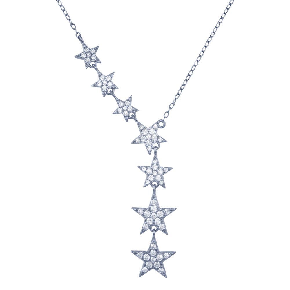 Lhn18189 Sterling Silver Necklace Stars Y Drop