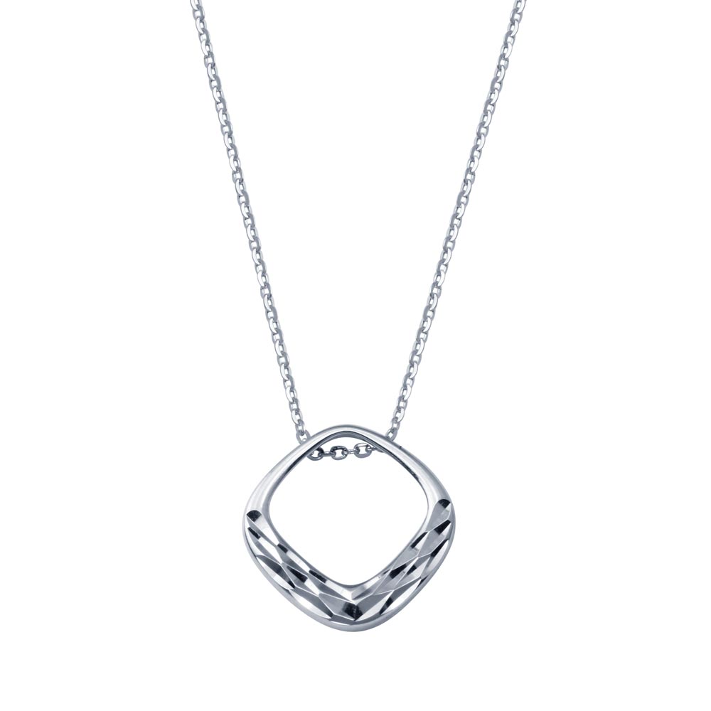 Lhn18309 Sterling Silver  Necklace Diamond Cut Drop