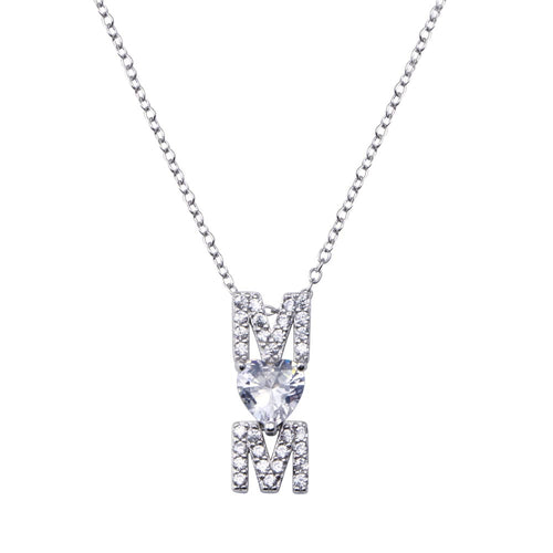 Lhn183699 Sterling silver Necklace Mom  & Cz Heart