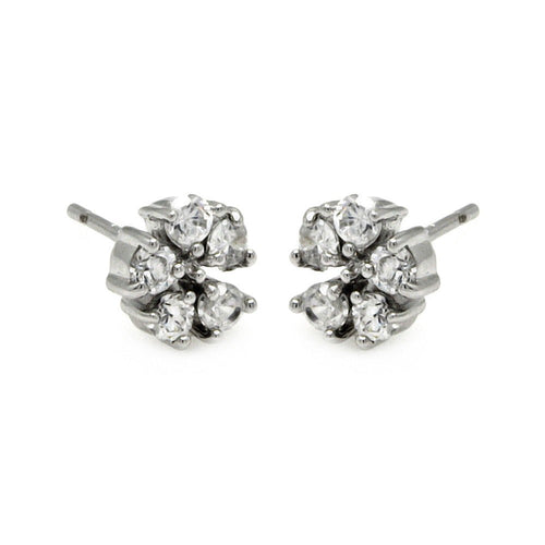 Lhe00223 Sterling Silver Flower Cz earring tiny heart
