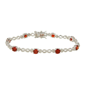 Lhb3139 Sterling Silver Bracelet Garnet Cz