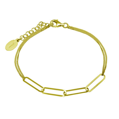 Lhb00313G  Sterling Silver Italian Gold Plated Curb bracelet 7-7.25