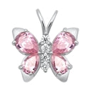 Lhn3182429Pk Sterling Silver Necklace Pink Butterfly   19mm  18'' chain