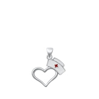 Lhn3185679 Sterling Silver Heart Nurse Pendant 3/4'' with chain