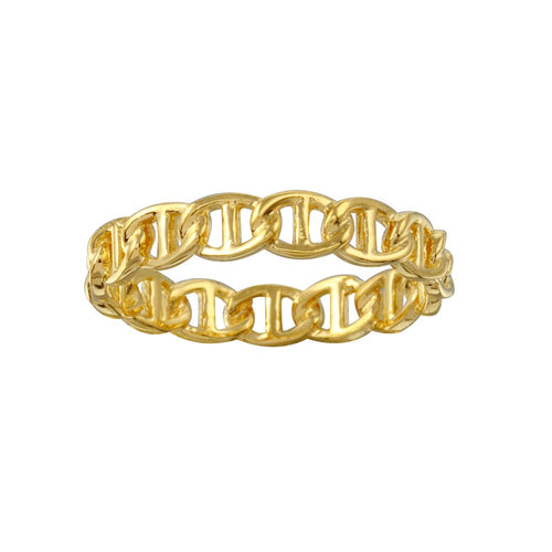 Lhr0323 Sterling Silver Gold Plated Marine Style Ring