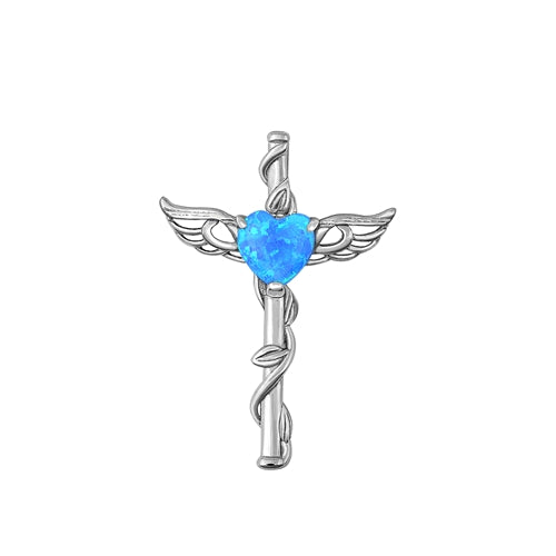 Lhp3511279B Sterling Silver Pendant Medical  Caduceus Heart Lab Opal 18