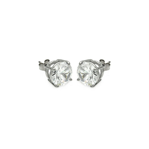 7MM STERLING SILVER EARRINGS STUDS BASKET SETTING CUBIC ZIRCONIA