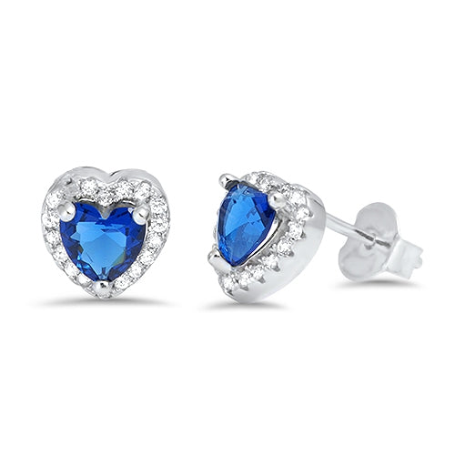 Lhe4110749 Sterling Silver Earring Heart Sapphire Cz