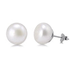LheES0021 Sterling Silver Pearl Post earring 8mm