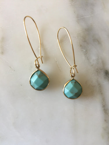 Lhe4455 Fashion Wire Earrings with Blue Howalite drop