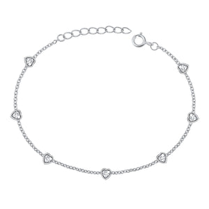 Lhb5105629 Sterling Silver Bracelet Heart Eternity Cz Delicate