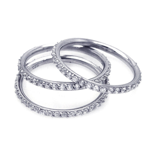 Lhr0513Cz Sterling Silver Eternity band 3 Ring Set