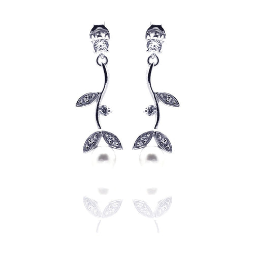 Lhe00529 Sterling Silver Vine and faux vintage  pearl earring OUT OF STOCK!!!