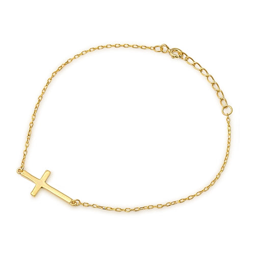 Lhb5380939 Sterling Silver Cross Bracelet Available Silver/Gold/Rose Gold