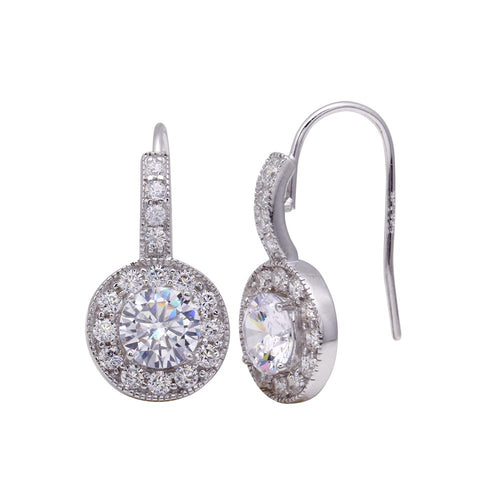 Lhe00567 Sterling Silver Round Drop cz Wire earring