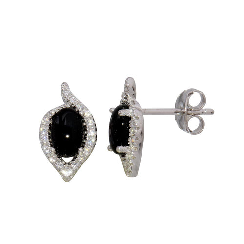 Lhe5770 Sterling Silver Black Onyx Cz Stones