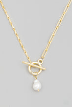 Load image into Gallery viewer, Lhn58619 Fashion Necklace Gold Chain Baroque Pearl Drop Toggle  COMMING SOON!!!