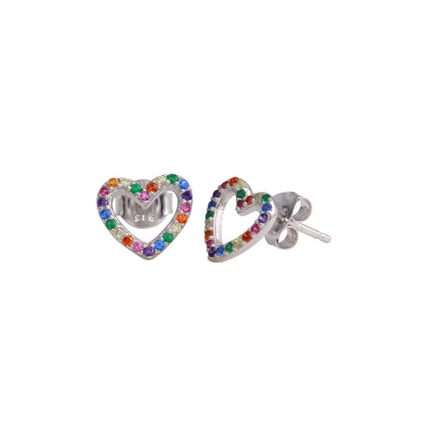 Lhe0613 Sterling Sivler Multi color Heart earrings