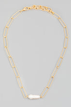 Load image into Gallery viewer, Lhn64299  Fashion Necklace Gold Paper Clip Pearl Center