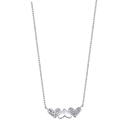 Lhn7109019 Sterling Silver Necklace 3 Hearts Delicate