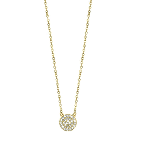 Lhn7109289G Sterling Silver Necklace Gold Plated Round Pave Delicate Cz