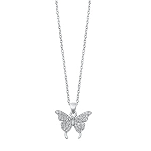 Lhn7110059 Sterling Silver Necklace Pave Butterfly