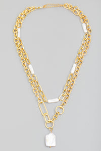 Lhn82839 Fashion Necklace Gold Multi Chain and Pearl