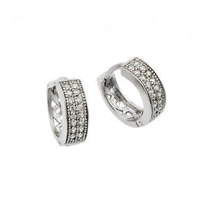 Lhe00898 Sterling Silver Small cz two row hoop earrings 1/2''