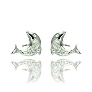 Lhe0905 Sterling Silver Dolphin Earrings 13mm